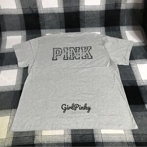 VS PINK NWT Limited Edition Heather Grey Foil Cotton Short-Sleeve Tee